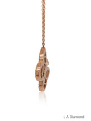 14K Rose Gold Diamond Butterfly Pendant with Mother of Pearl Wings (0.98 ct)