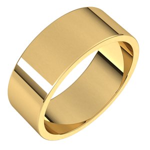 14K Solid Gold Flat Wedding Band (2 – 7 mm)