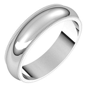 14K Solid Gold Milgrain Wedding Band (3–7 mm)