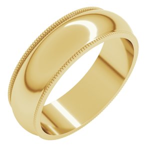 14K Solid Gold Milgrain Wedding Band (3–7 mm)