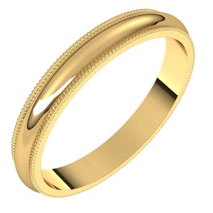 14K Solid Gold Milgrain Wedding Band (3–7 mm)