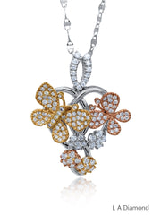 14K Two-Tone Diamond Butterfly Pendant w/ Chain (2.35 ct)