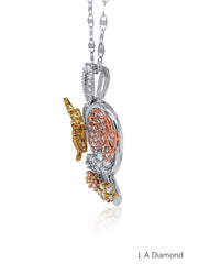 14K Two-Tone Diamond Butterfly Pendant w/ Chain (2.35 ct)