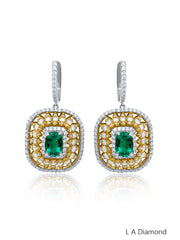 14K Two-Tone Diamond & Emerald Dangle Earrings (4.57 ct)