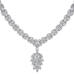 14K White Gold 2.5 CT T.W. Marquise Diamond Leaf Necklace
