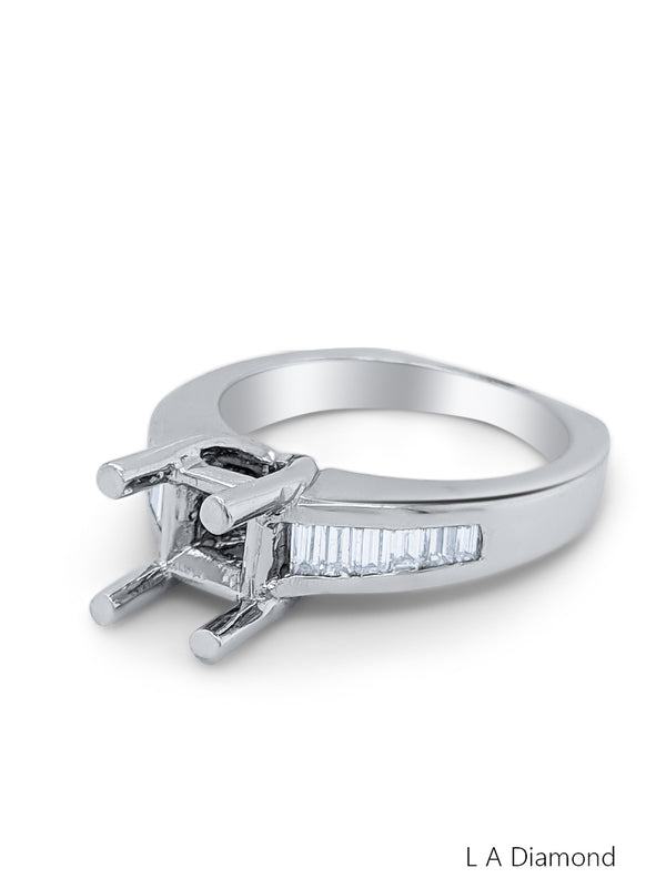 14K White Gold Baguette Cut Diamond Engagement Ring (0.70 ct)