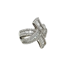 14K White Gold Baguette & Round Diamond Multi-Row Bypass Ring (5.01 ct T.W.)