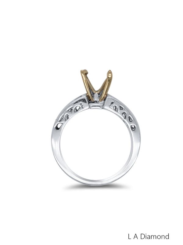 14K White Gold Bezel Corner Princess Cut Semi-Mount Engagement Ring (0.50 ct)