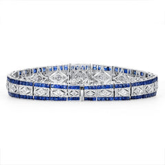 14K White Gold Blue Sapphire & Diamond Bracelet (1.5 ct T.W.)