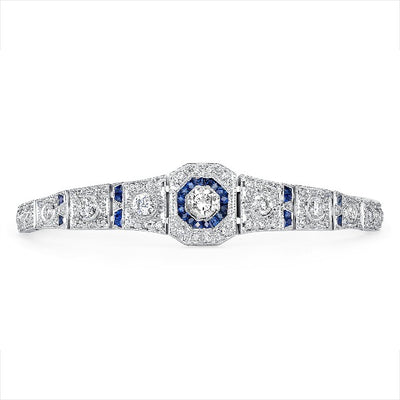14K White Gold Blue Sapphire & Diamond Bracelet (1 ct T.W.)