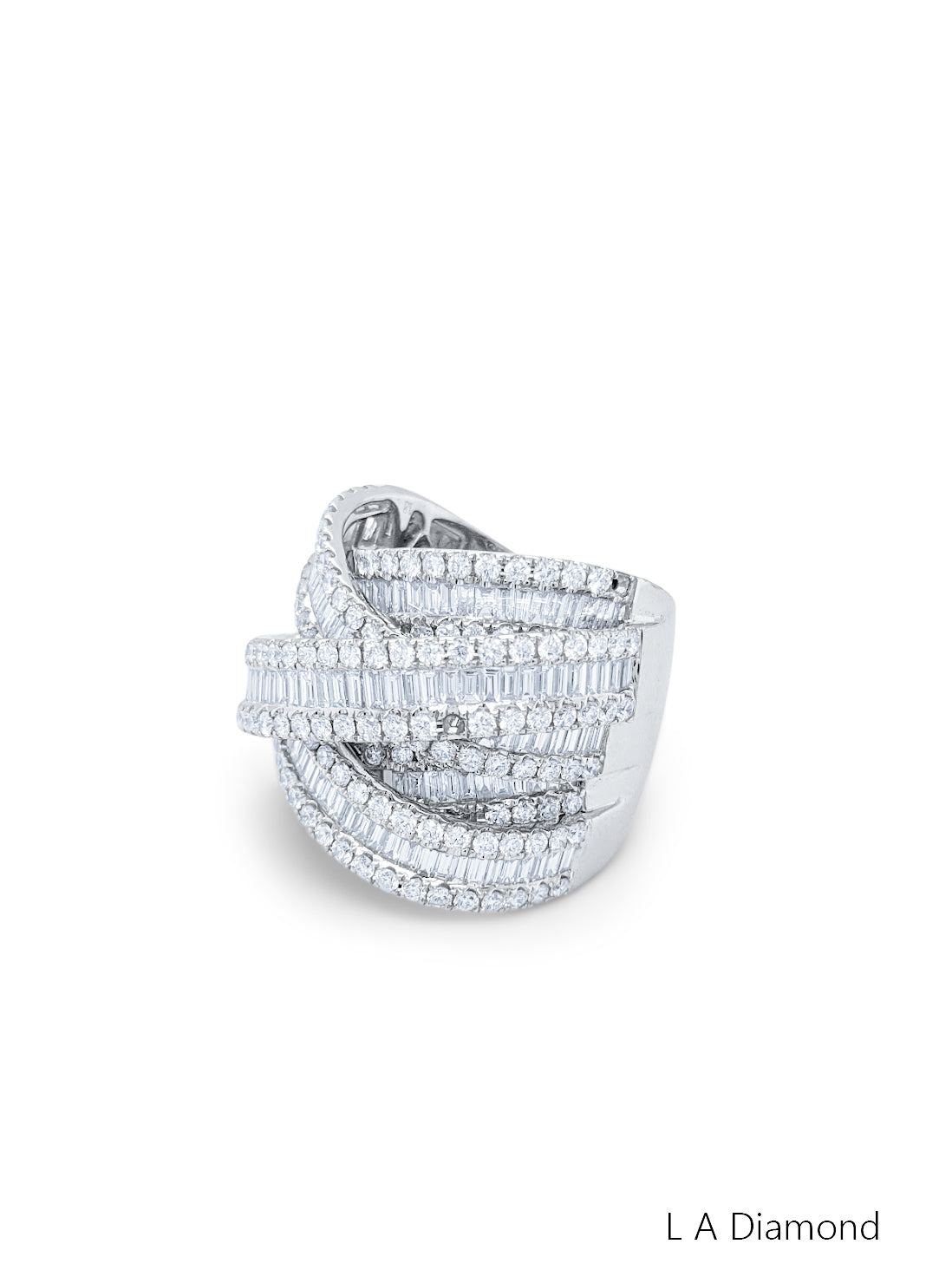14K White Gold Diamond Band with Round Cut Diamonds (4.38 ct)