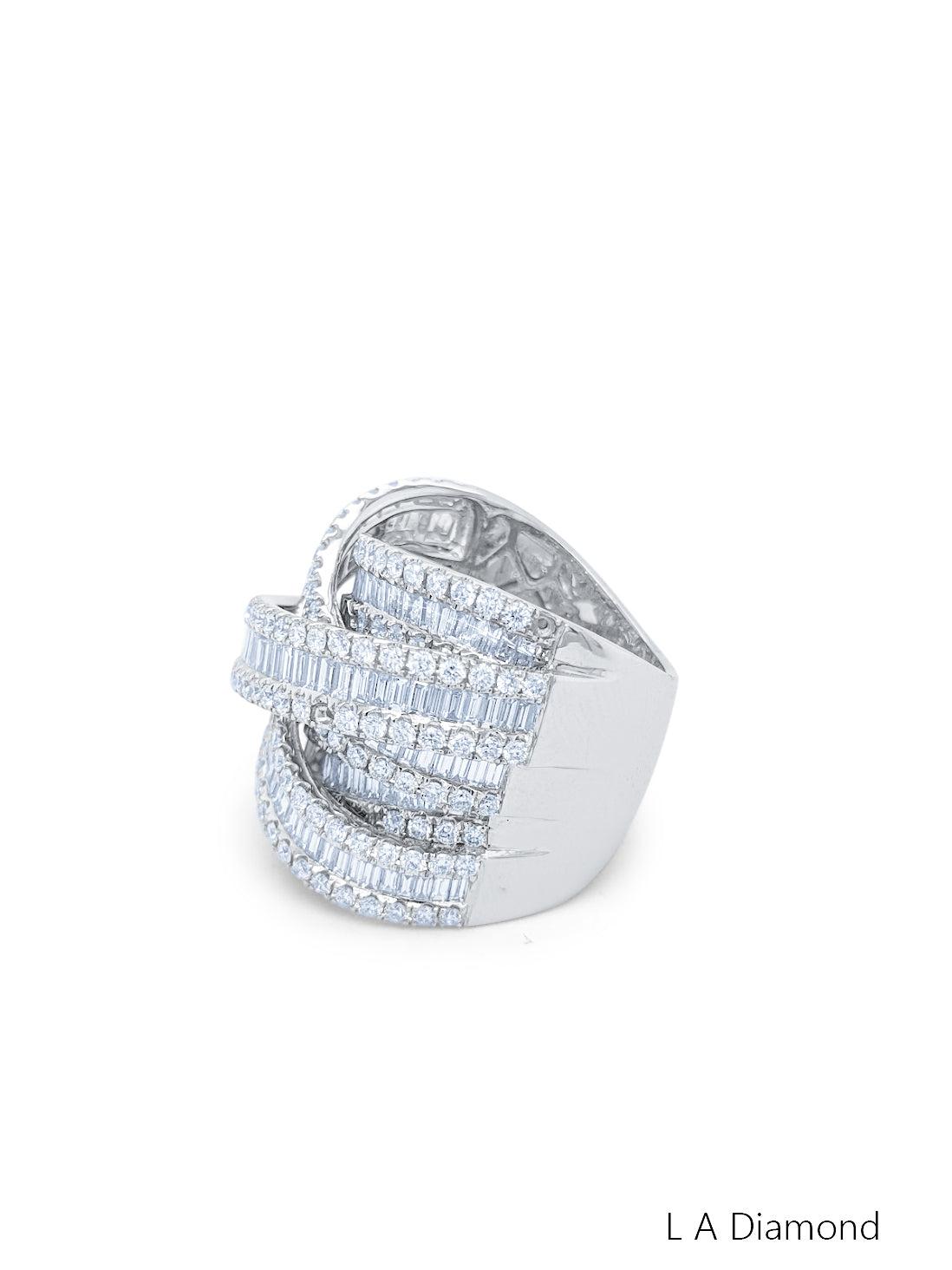 14K White Gold Diamond Band with Round Cut Diamonds (4.38 ct)