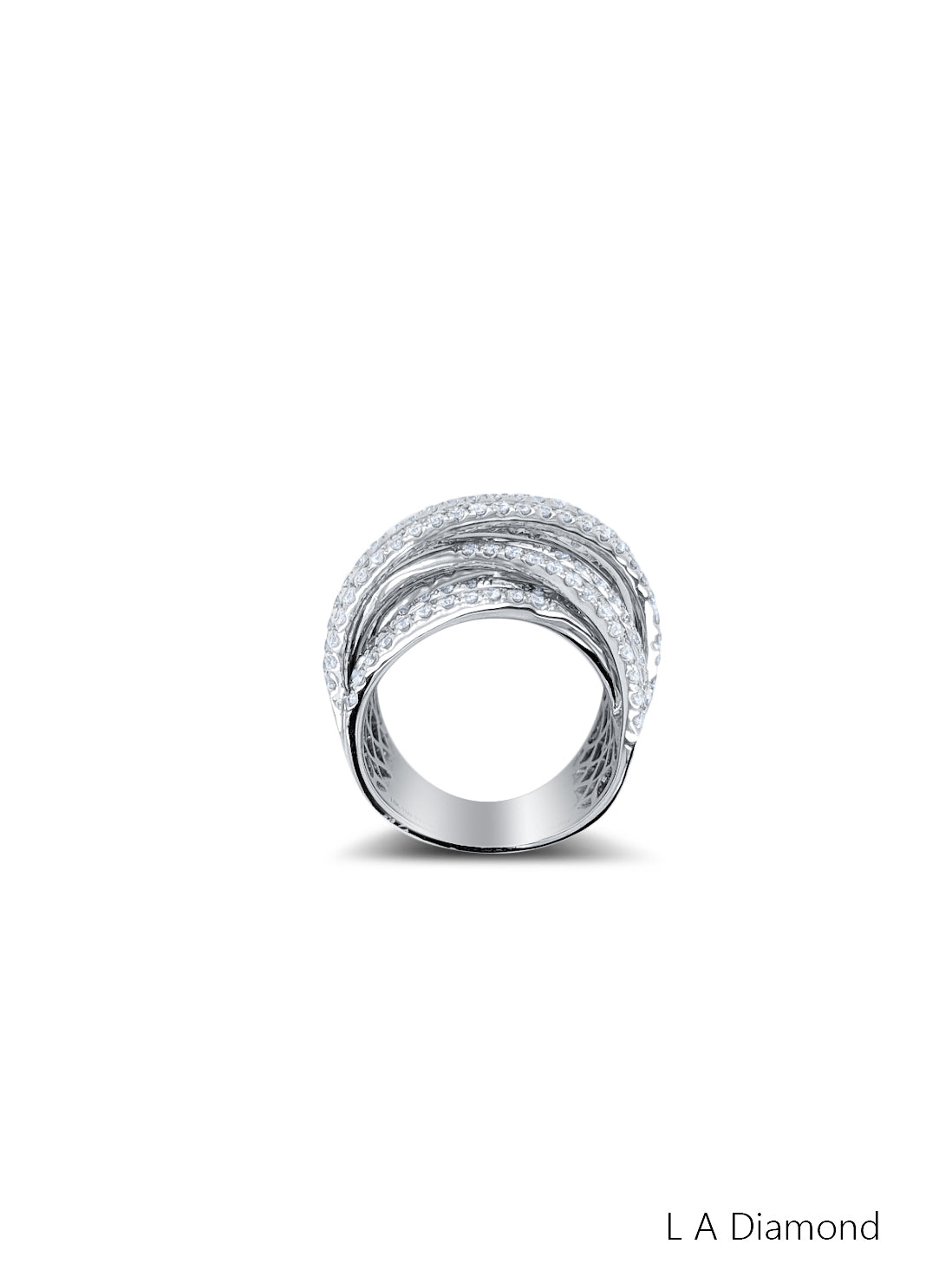 14K White Gold Diamond Band with Round Cut Diamonds (4.38 ct)