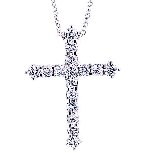14K White Gold Diamond Cross Pendant (3/4 ct t.w.)