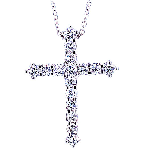 14K White Gold Diamond Cross Pendant (3/4 ct t.w.)