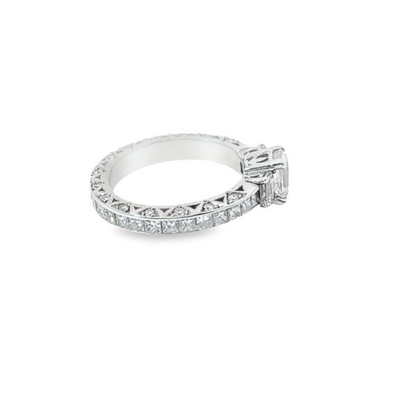 14K White Gold Diamond Emerald Cut Infinity Engagement Ring – 0.96ct