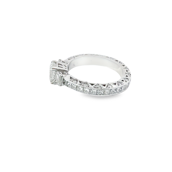 14K White Gold Diamond Emerald Cut Infinity Engagement Ring – 0.96ct