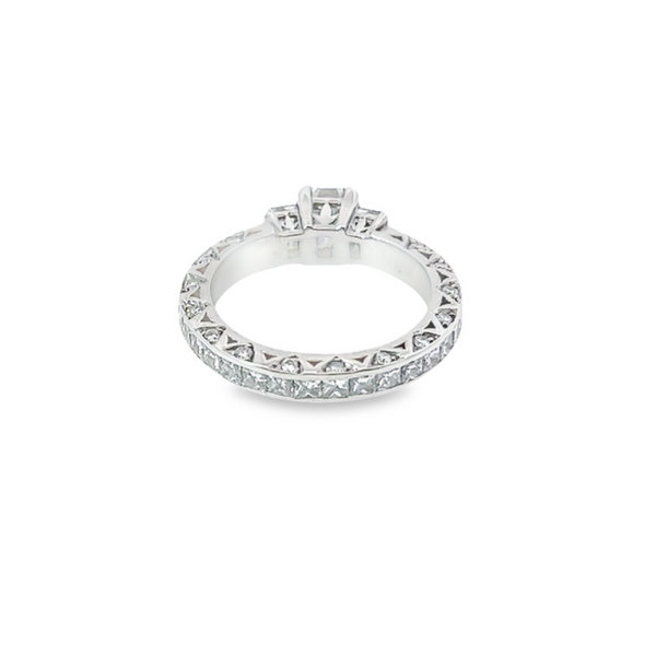 14K White Gold Diamond Emerald Cut Infinity Engagement Ring – 0.96ct