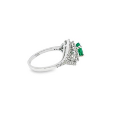 14K White Gold Diamond & Emerald Ring (2.25 ct Diamond + 0.95 ct Emerald)