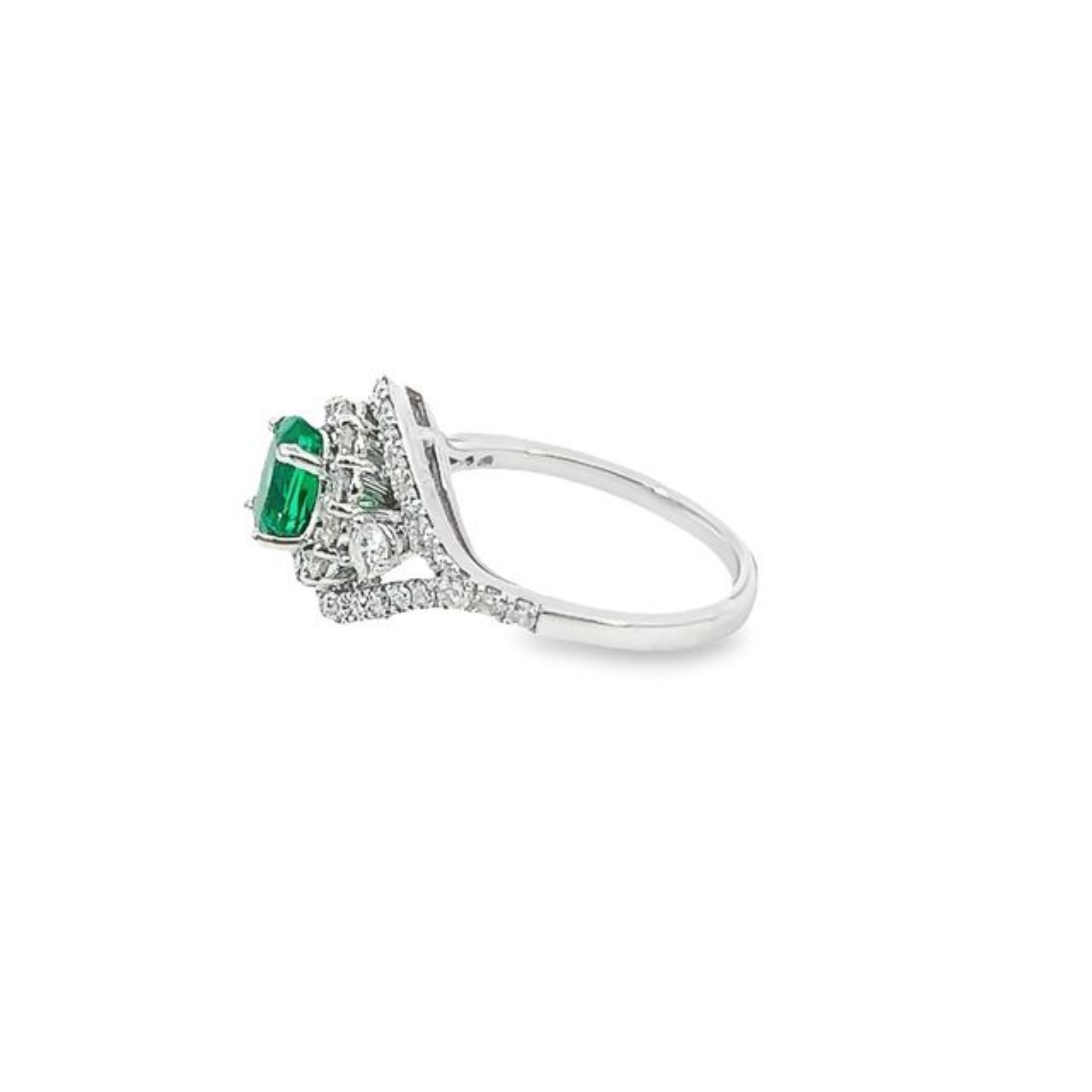 14K White Gold Diamond & Emerald Ring (2.25 ct Diamond + 0.95 ct Emerald)