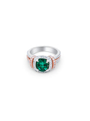 14K White Gold Diamond & Emerald Round-Cut Ring (1.85 ct)