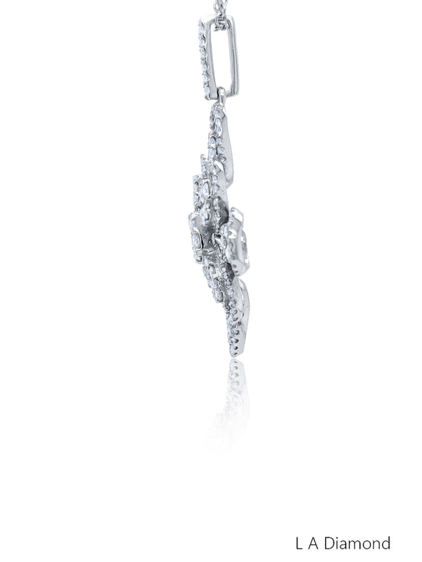 14K White Gold Diamond Oval-Cut Floral Pendant (2.60 ct)