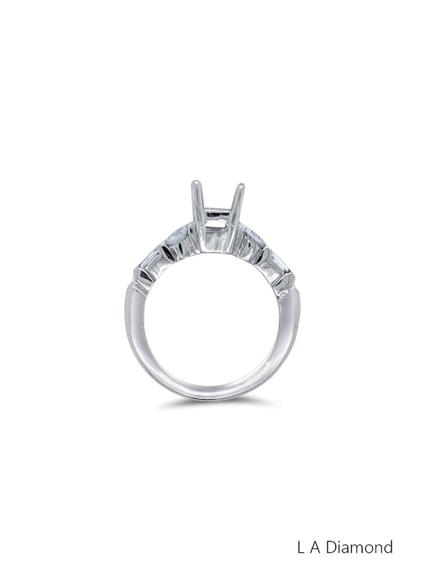 14K White Gold Diamond Princess Cut Engagement Ring (0.72 ct)