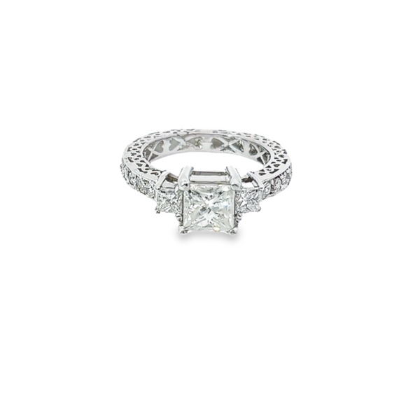 14K White Gold Diamond Princess Cut Engagement Ring – 1.51ct