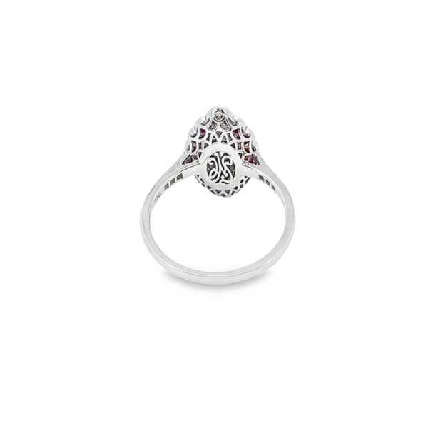 14K White Gold Diamond & Ruby Princess-Cut Ring (0.88 ct)