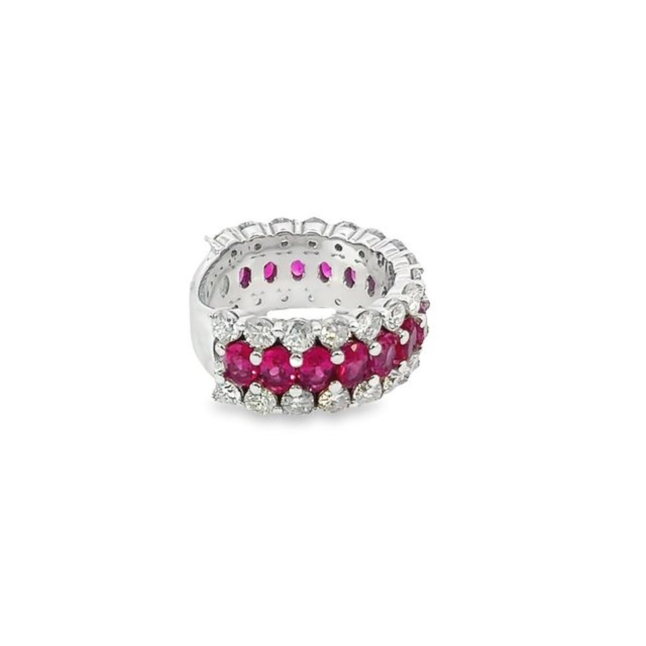 14K White Gold Diamond & Ruby Round-Cut Ring (2.50 ct Diamond + 8.10 ct Ruby)