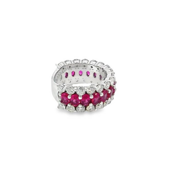 14K White Gold Diamond & Ruby Round-Cut Ring (2.50 ct Diamond + 8.10 ct Ruby)