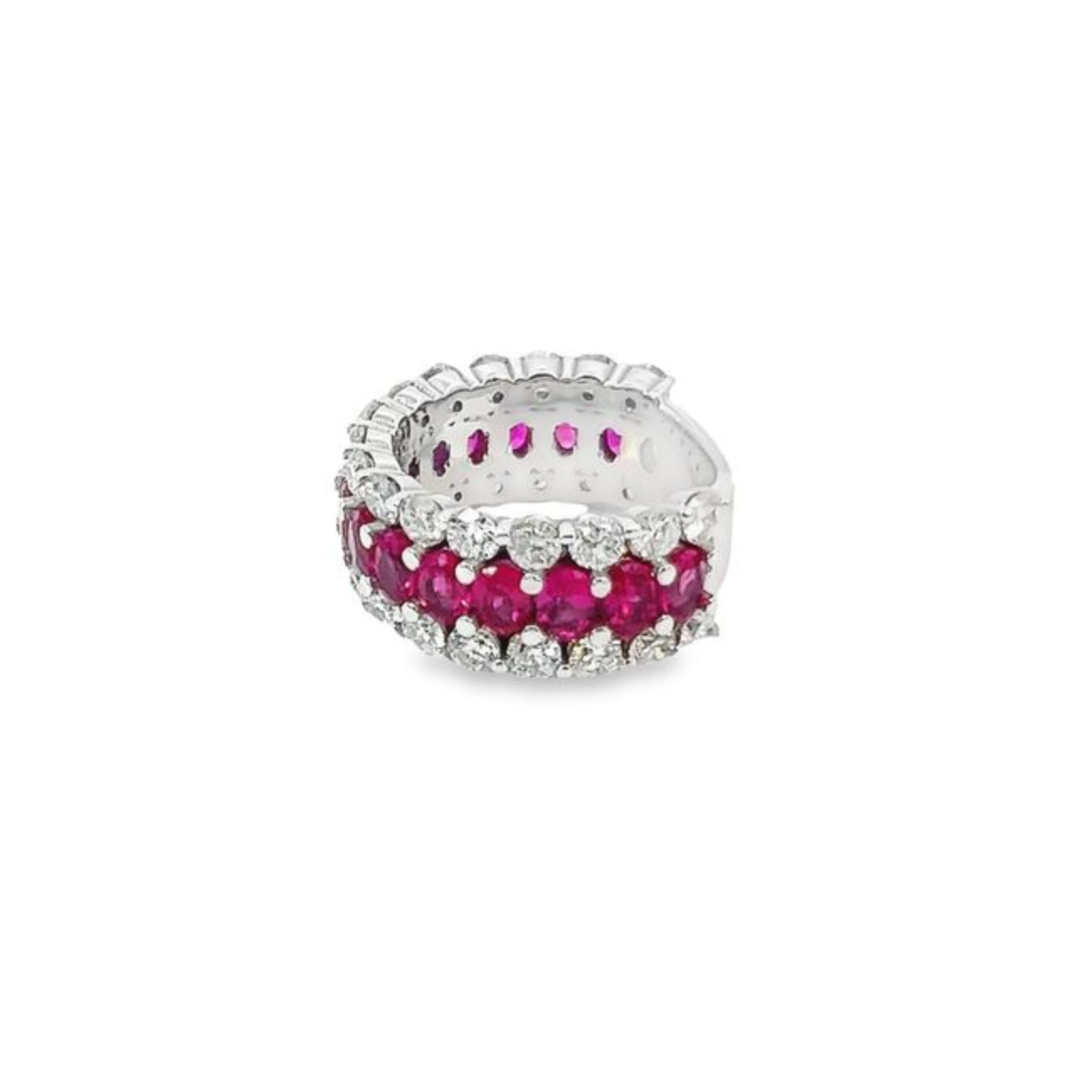 14K White Gold Diamond & Ruby Round-Cut Ring (2.50 ct Diamond + 8.10 ct Ruby)
