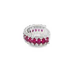 14K White Gold Diamond & Ruby Round-Cut Ring (2.50 ct Diamond + 8.10 ct Ruby)