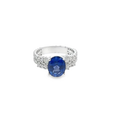 14K White Gold Diamond & Sapphire Ring (2.79 ct Diamond + 3.45 ct Sapphire)