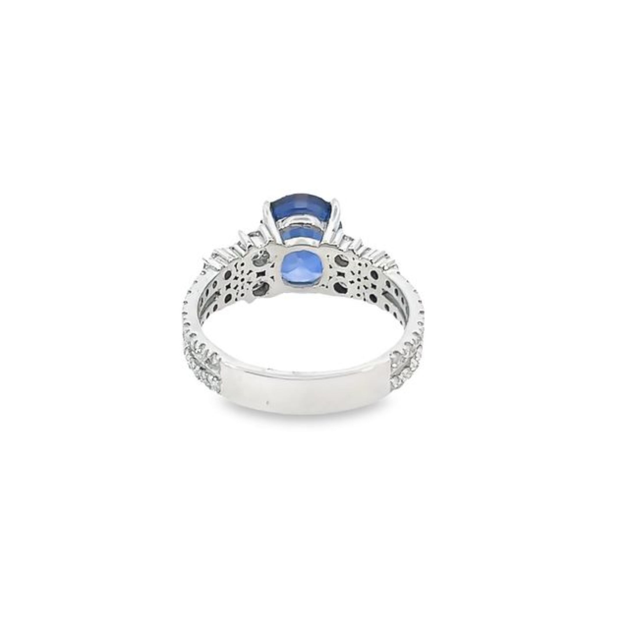 14K White Gold Diamond & Sapphire Ring (2.79 ct Diamond + 3.45 ct Sapphire)