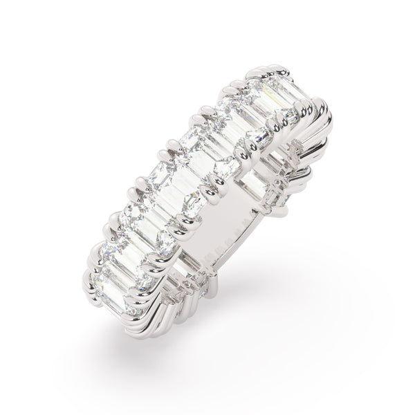 14K White Gold Emerald Cut Diamond Wedding Ring (7.75 ct)_