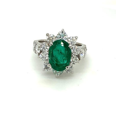 14K White Gold Emerald & Diamond Statement Ring (5.44 CTW)