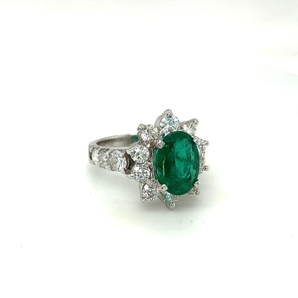 14K White Gold Emerald & Diamond Statement Ring (5.44 CTW)