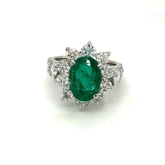 14K White Gold Emerald & Diamond Statement Ring (5.44 CTW)