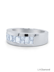14K White Gold Princess & Baguette Diamond Bezel Wedding Ring (1.10 ct T.W.)