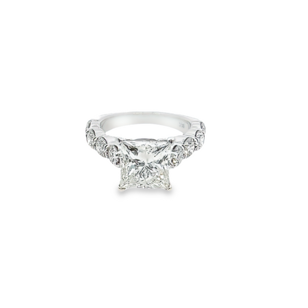 14K White Gold Princess Cut Diamond Engagement Ring (3.54 ct)