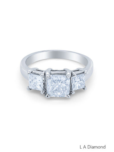 14K White Gold Princess Cut Three-Stone Engagement Ring (1.30 ct)