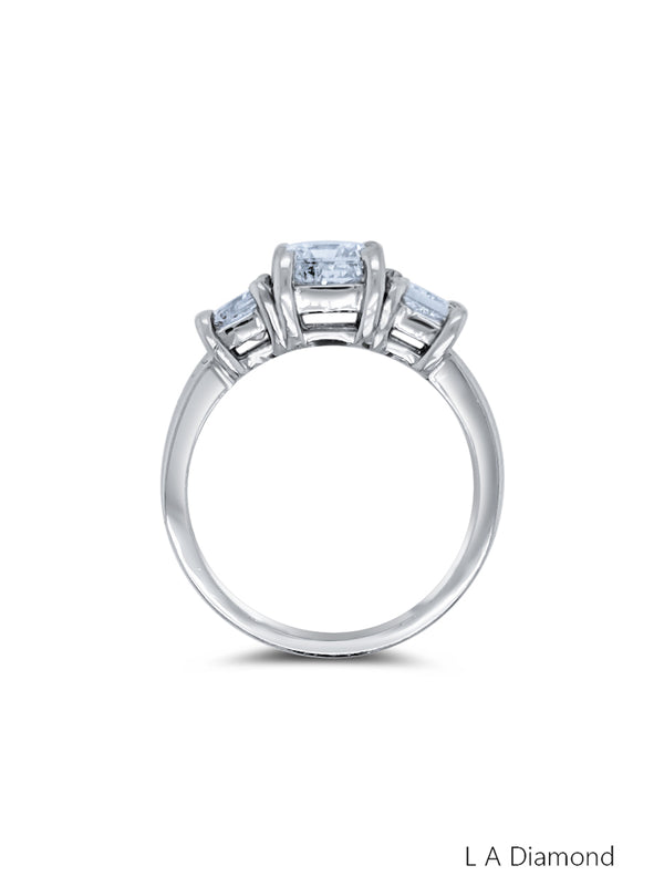 14K White Gold Princess Cut Three-Stone Engagement Ring (1.30 ct)