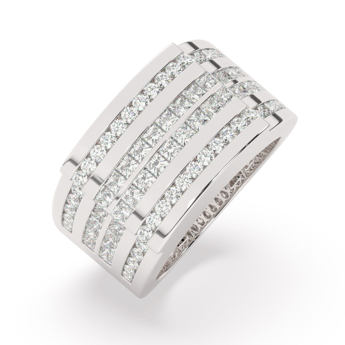 14K White Gold Princess & Round Diamond Ring (1.80 ct / 2.61 ct T.W.)