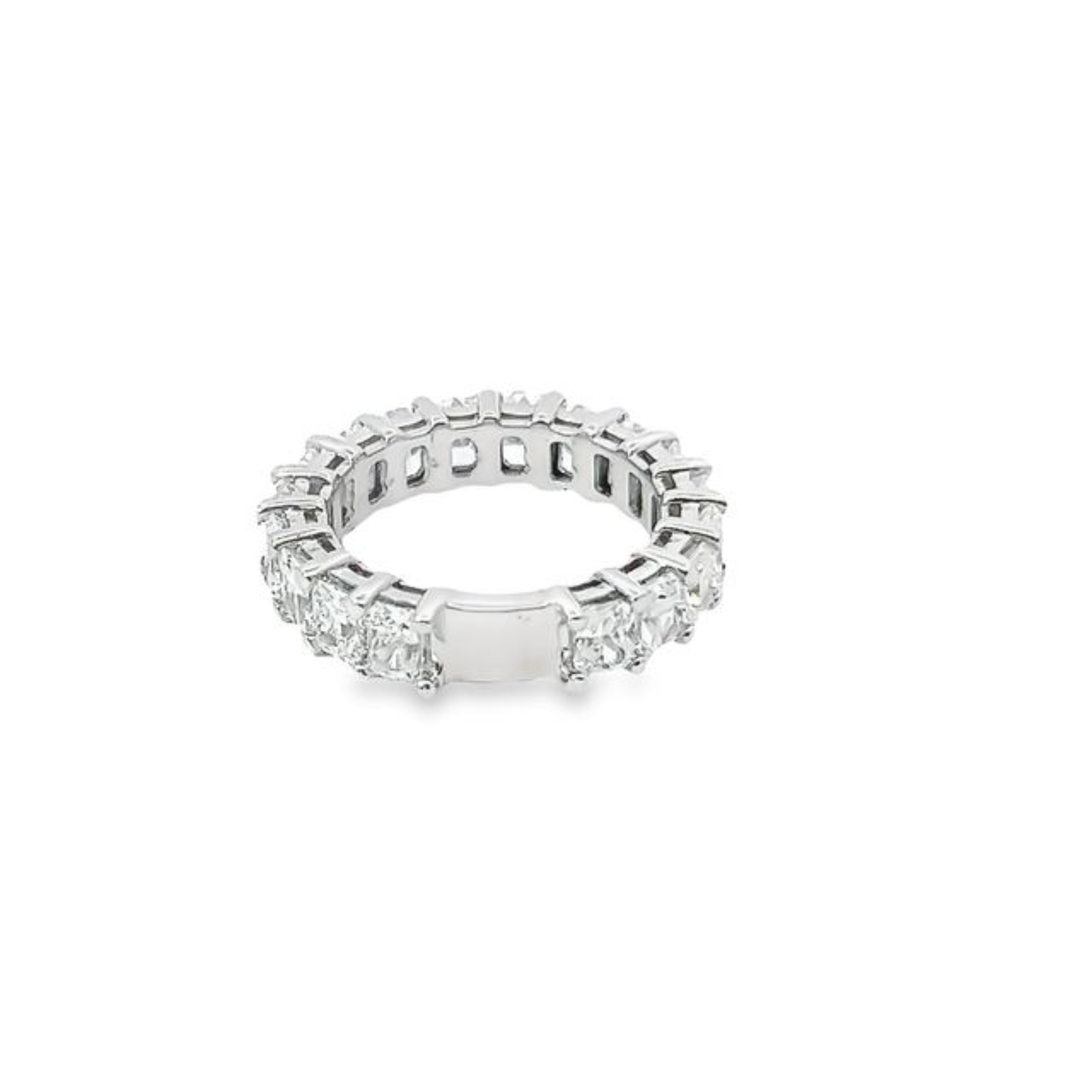 14K White Gold Radiant Cut Diamond Wedding Band (4.40 ct)