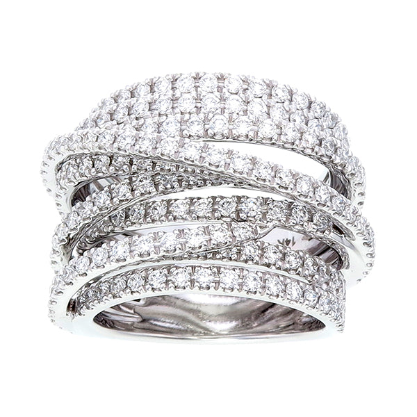 14K White Gold Round Cut Multi-Layer Infinity Diamond Ring (2.38 ct)