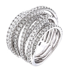 14K White Gold Round Cut Multi-Layer Infinity Diamond Ring (2.38 ct)