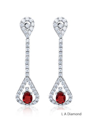 14K White Gold Ruby & Diamond Dangle Earrings (2.50 ct)
