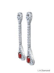 14K White Gold Ruby & Diamond Dangle Earrings (2.50 ct)
