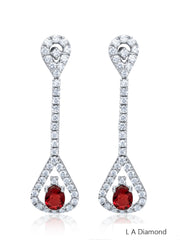 14K White Gold Ruby & Diamond Dangle Earrings (2.50 ct)